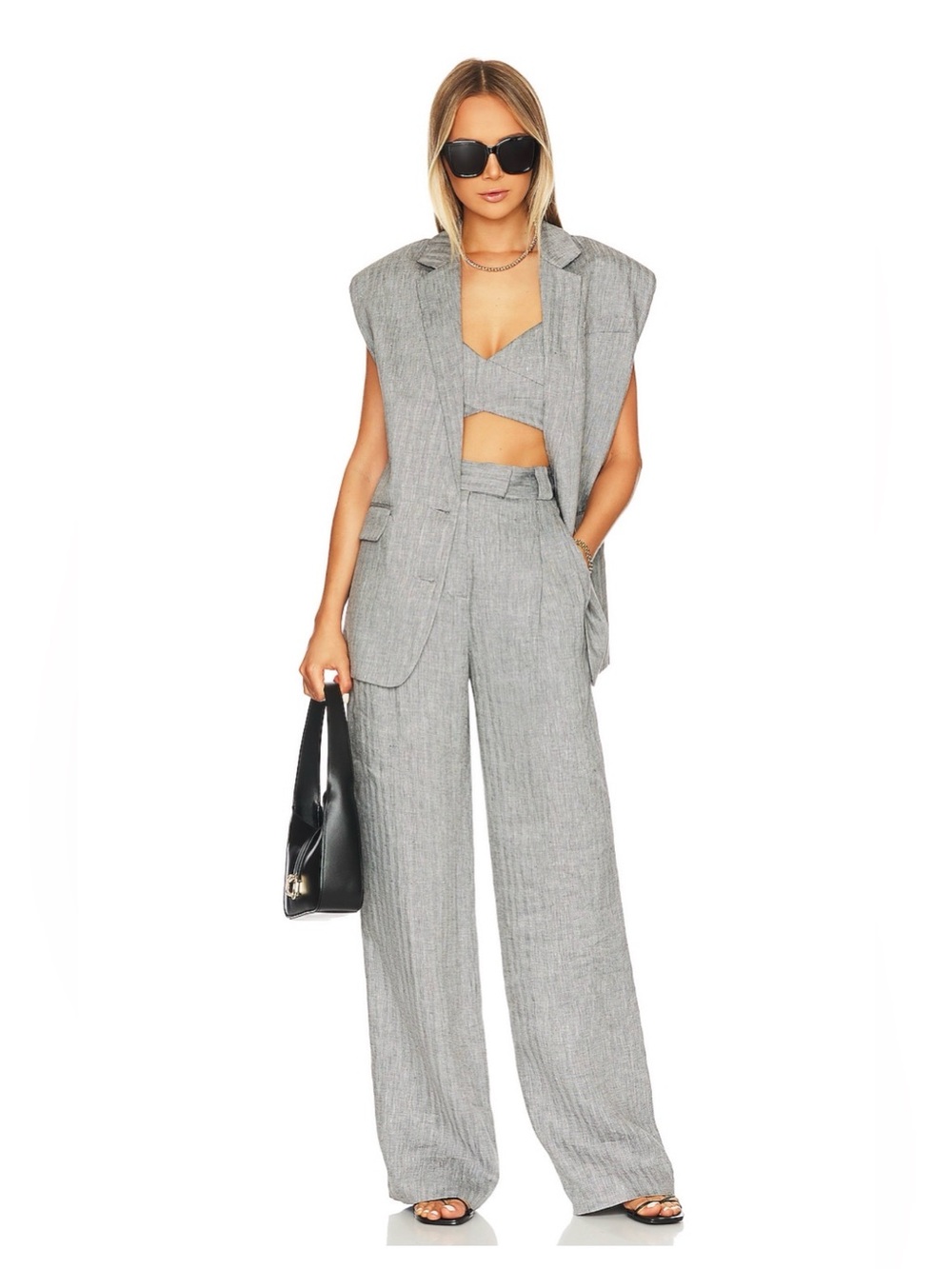 SHONA JOY Gray Wide-Leg Pants +
Bralette